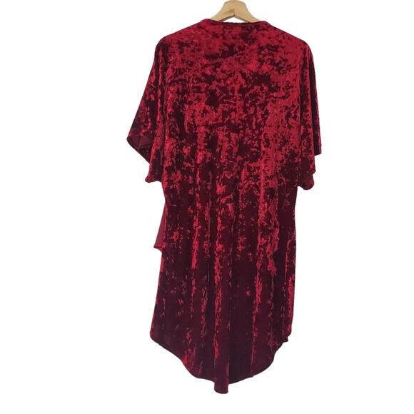 Staring at Stars | Burgundy Crushed Velvet Open Front Kimono Anthropologie - Picture 3 of 7